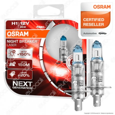 H1 12V/55W LAMPADA OSTRAM NIGHT BREAKER LASER +150% (COPPIA)