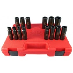 Serie 14 bussole impact 1/2" prolungate bocca esagonale