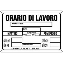 CARTELLO "ORARIO DI LAV."57 01